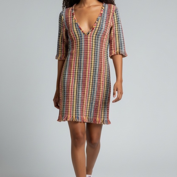 House of Harlow 1960 x Revolve Fringe Knit Mini Dress Multicolor XS NWT - Picture 2 of 4